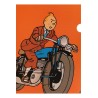 Tintin - Plastficka A4 - Tintin på motorcykel