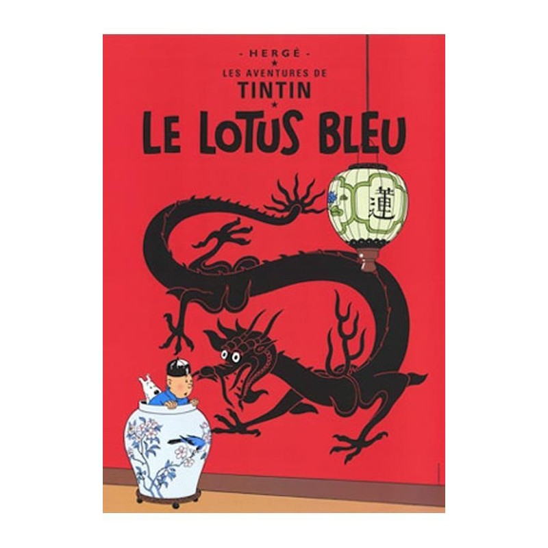 Poster - Tintin Le Lotus Bleu - Tintin Blå Lotus